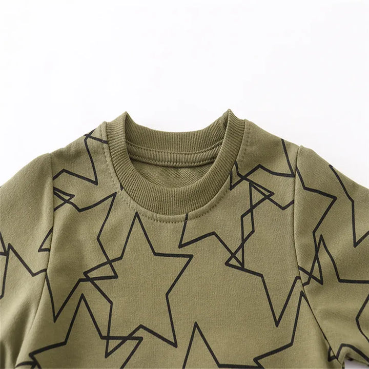 Jumping Meters 2-7T Long Sleeve Stars Print Boys Girls Sweatshirts Autumn Spring Kids Clothes Hot Selling Shirts Tops