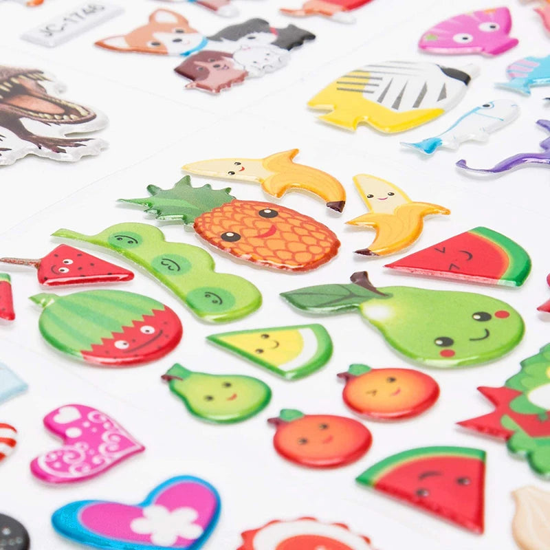 3D Stickers for Kids Toddlers 20/8 Different Sheets 3D Puffy Bulk Sticker Cartoon Education Classic Toy Children Boys Girl Gifts