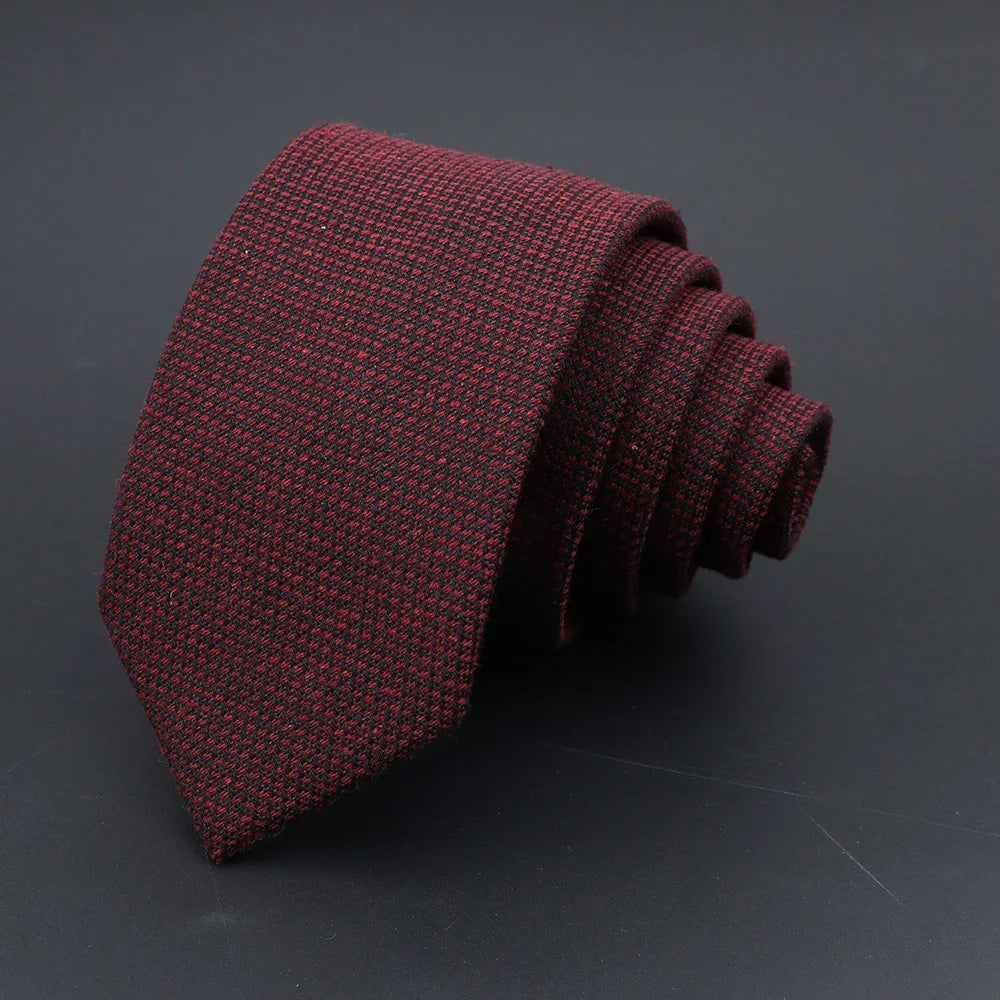 Original High Quality Solid Cotton Handmade Wool Ties Men Necktie Striped Narrow Collar Slim Cashmere Casual Tie Accessories