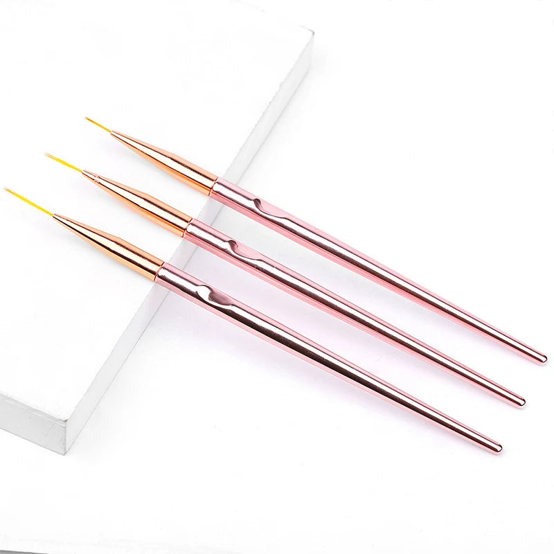 3pcs/Set Acrylic French Stripe Nail Art Line Painting Pen 3D Tips Manicure slim Line Drawing Pen UV Gel Brushes Painting Tools