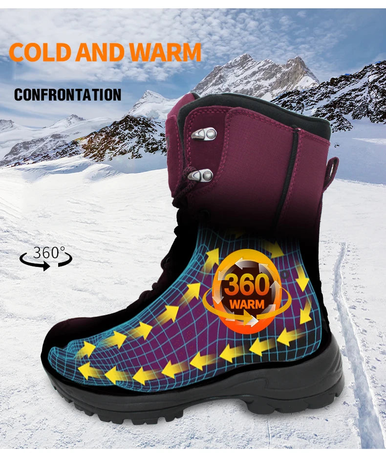 Waterproof Snow Boots for Men And Women, Ski Shoes, Non-slip, Super Warm, Female, Outdoor, Climbing, Camping, Winter, New