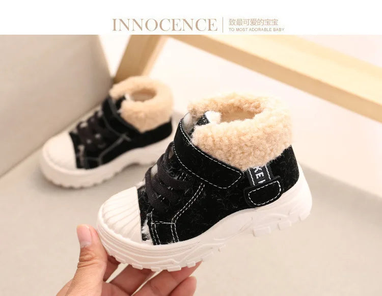 2021 Children Warm Boots Winter New Boys Plus Thicken Velvet Cotton Shoes Girls Waterproof Short Boots Baby Cotton Boots