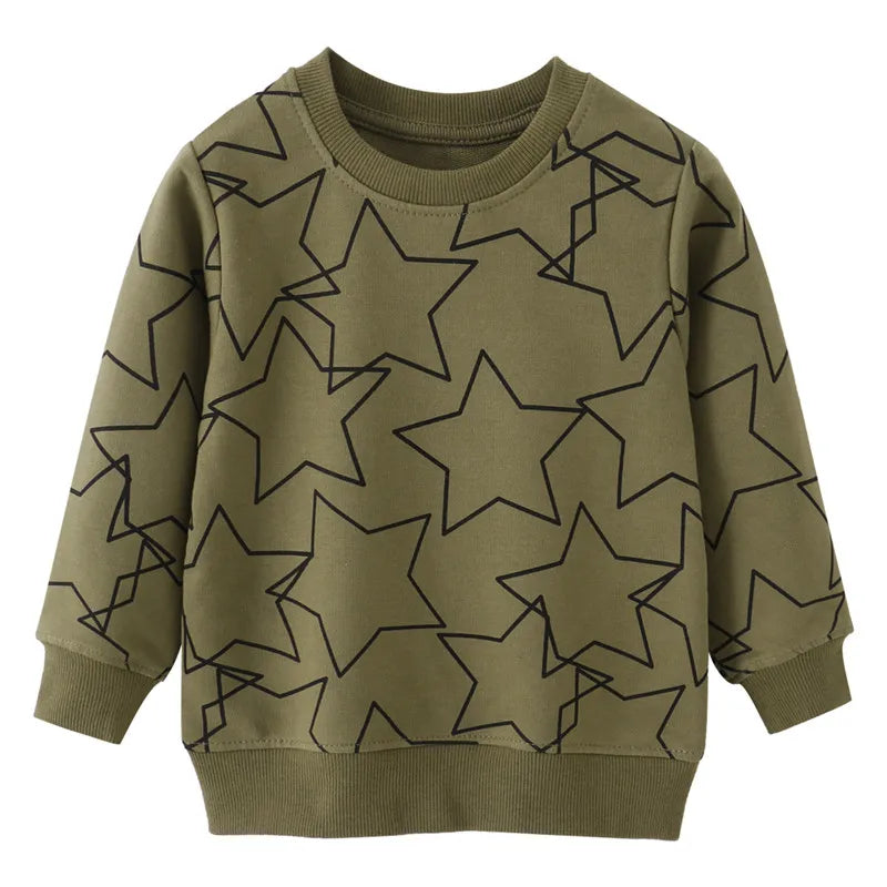 Jumping Meters 2-7T Long Sleeve Stars Print Boys Girls Sweatshirts Autumn Spring Kids Clothes Hot Selling Shirts Tops