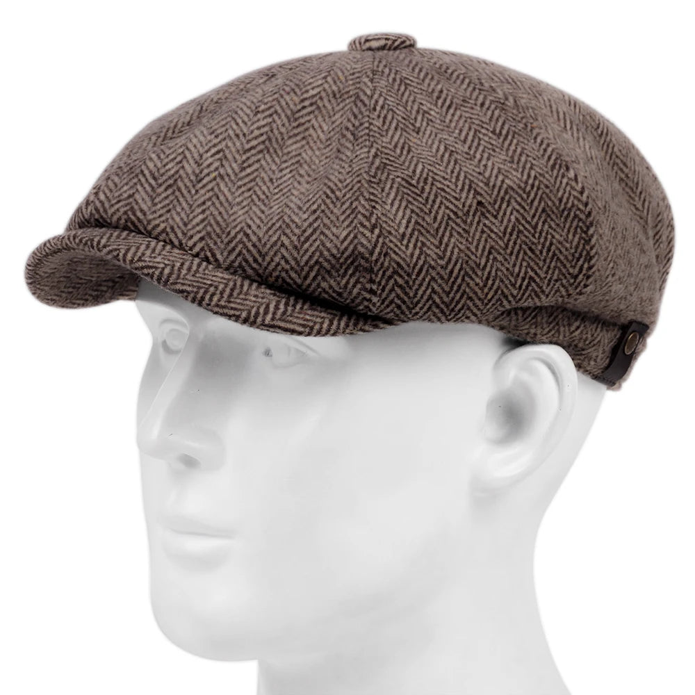 Fashion Wool Newsboy Caps Men Herringbone Flat Caps Women Coffee British Gatsby Caps Autumn Winter warm Woolen Hats gorras