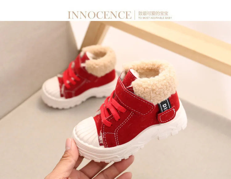 2021 Children Warm Boots Winter New Boys Plus Thicken Velvet Cotton Shoes Girls Waterproof Short Boots Baby Cotton Boots