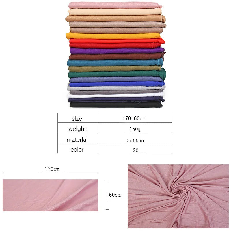 30 Colors Plain Solid Modal Jersey Hijab Women Winter Elasticity Muslim Shawl Scarf Maxi Wrap Snood Warm Stole Foulards Sjaal