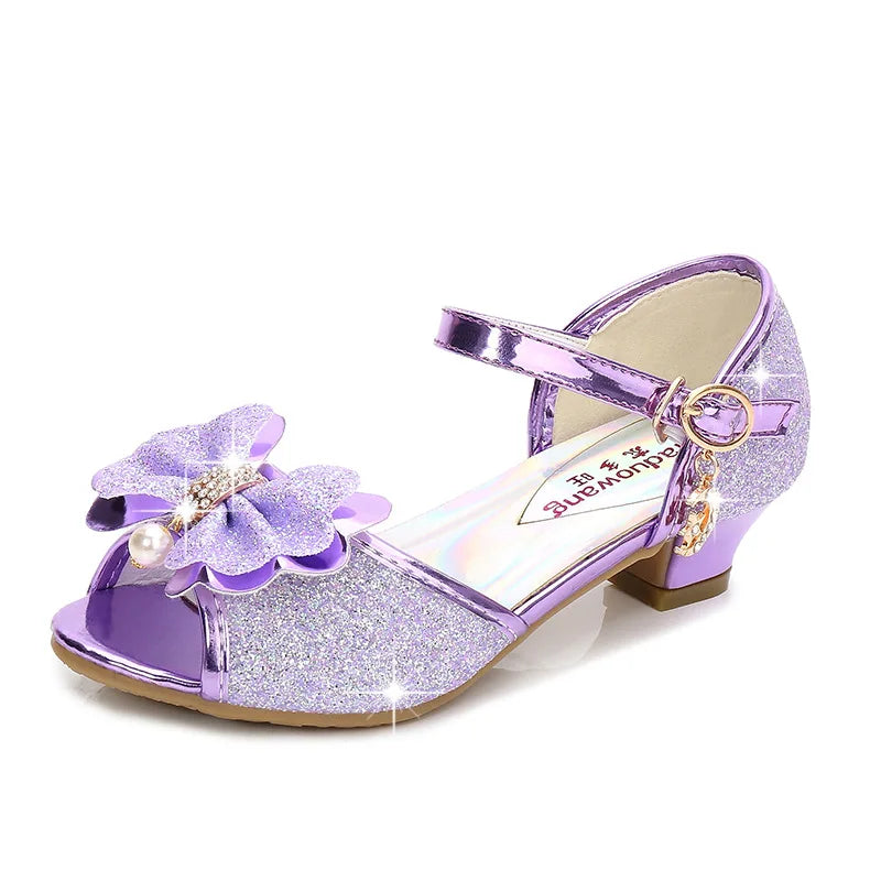 10 Colors Children Princess Sandals Kids Girls Wedding Shoes High Heels Dress Shoes Bowtie Gold Pink Blue Silver Shoes For Girls