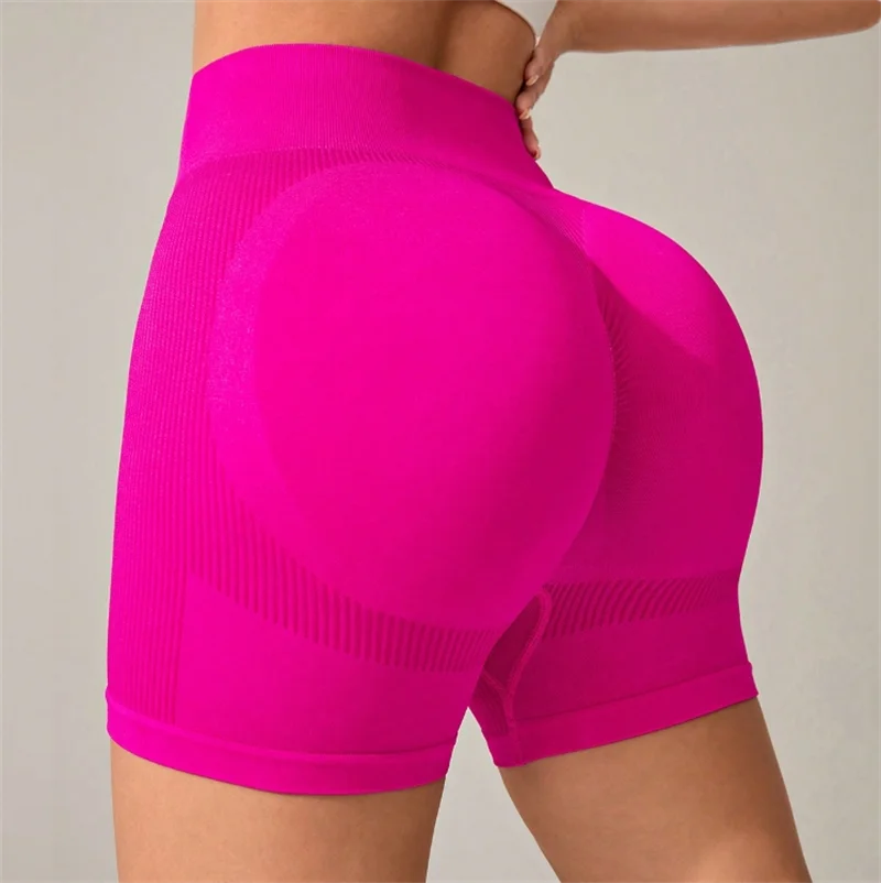 Yoga pants for women, slim fit and hip lifting, seamless knit sports and fitness shorts, tight pants, peach hip high waist yoga