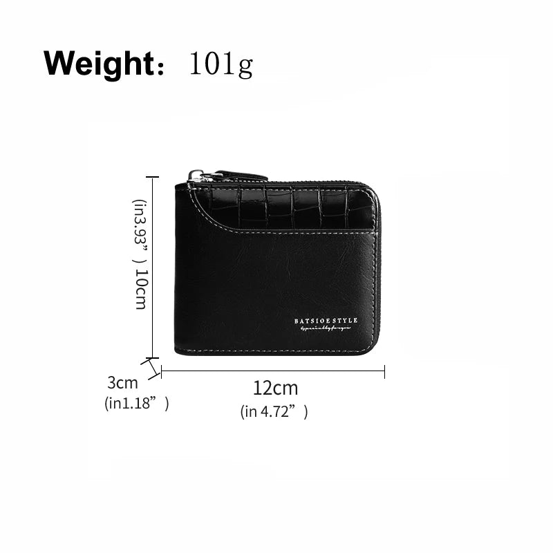 Leather Men’s Wallet Luxury Mens Purse Male Zipper Card Holders with Coin Pocket Rfid Wallets Gifts for Men Money Bag