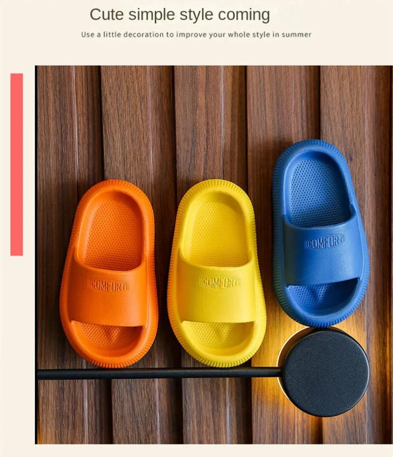 Summer Children Casual Slippers Solid Color Breathable Non-Slip Home Bathroom Beach Kids Soft Slippers Boys Girls Indoor Shoes