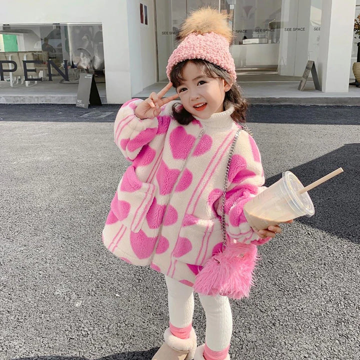 2 3 4 5 6 7 8 Years Plush Girls Jacket Autumn And Winter Keep Warm Outerwear Fashion Little Princess Christmas Coat Kids Clothes