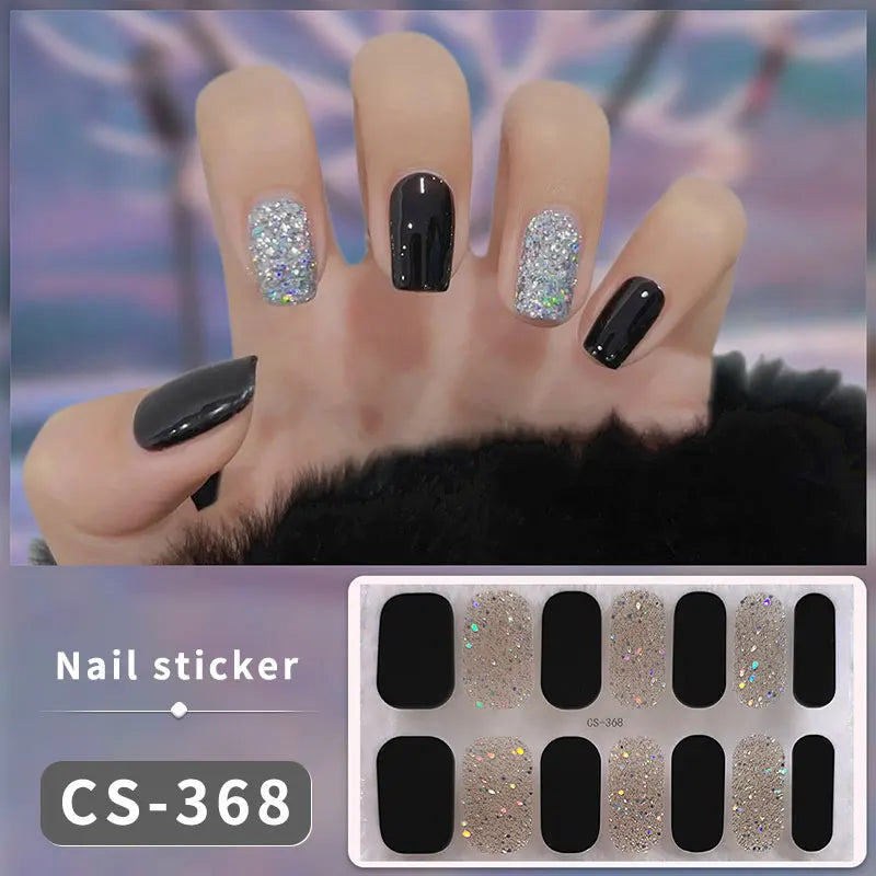 Full Cover Nail Stickers Fashion Nail Polish Nail Decoration Sparkling Glitter Self Adhesive Manicure Designer Nail Art Sticker