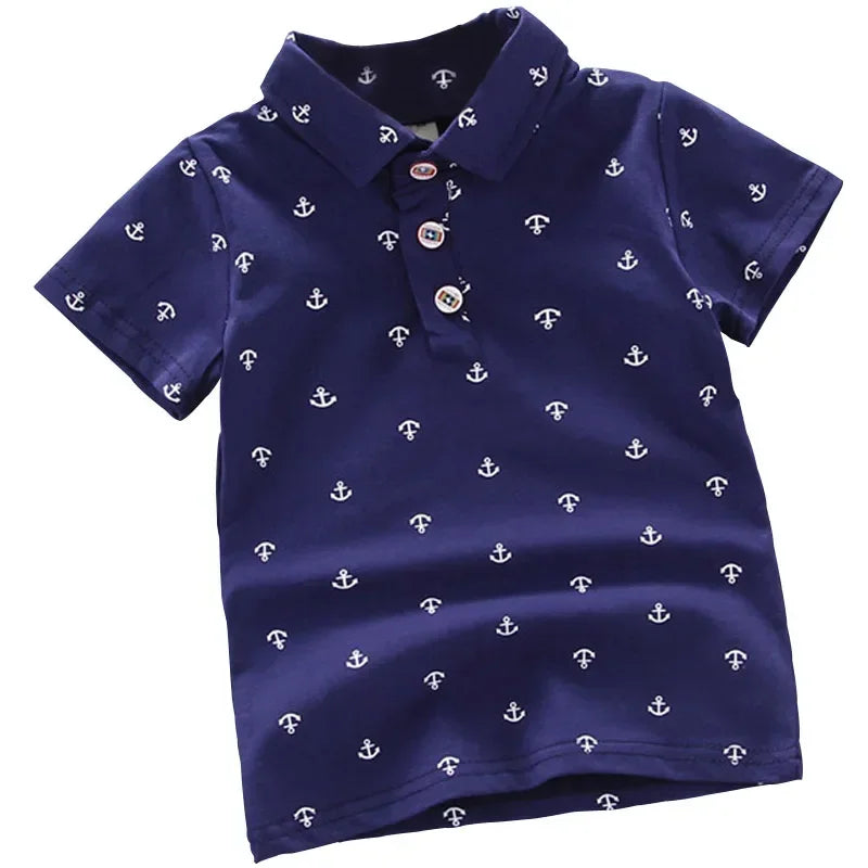 2025 Summer New Baby Kids Boys Fashion Breathable Print Short Sleeve Lapel Collar Cotton Shirt Tops Dropshipping