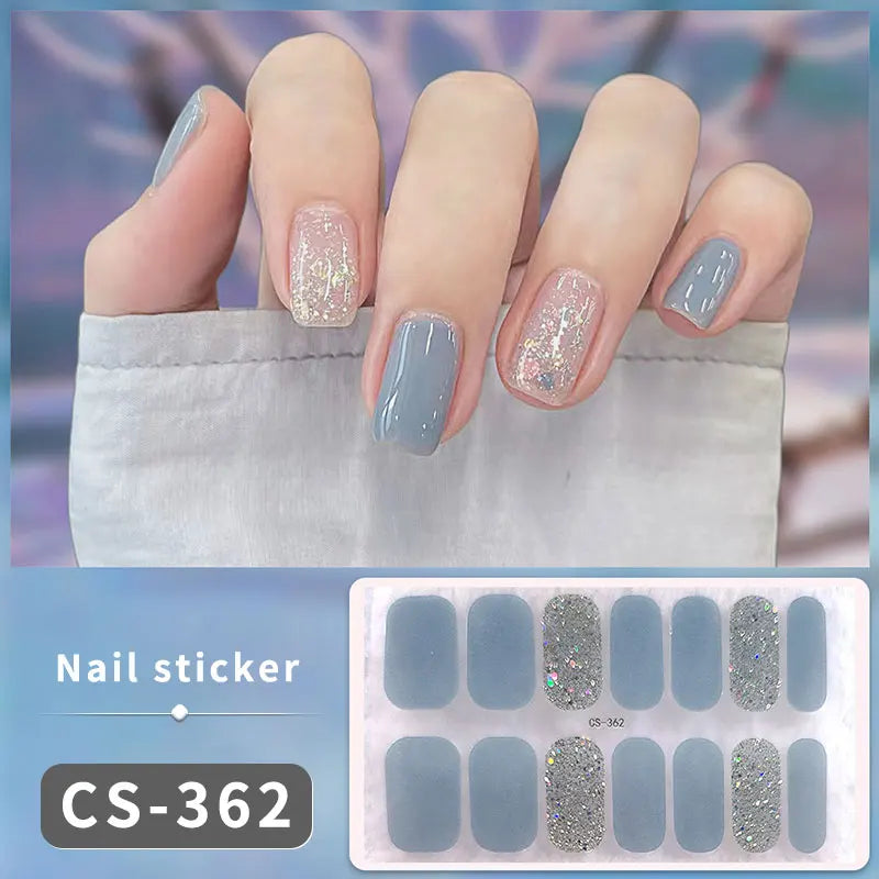 Full Cover Nail Stickers Fashion Nail Polish Nail Decoration Sparkling Glitter Self Adhesive Manicure Designer Nail Art Sticker