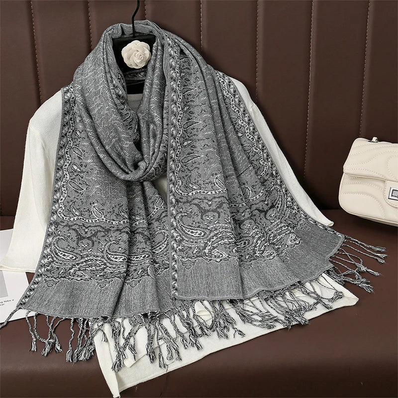 Luxury Brand Autumn Cashmere Pashmina Shawl Lady Wrap Warm Winter Scarves Design Print Female Foulard Cotton Stoles Scarf 2025