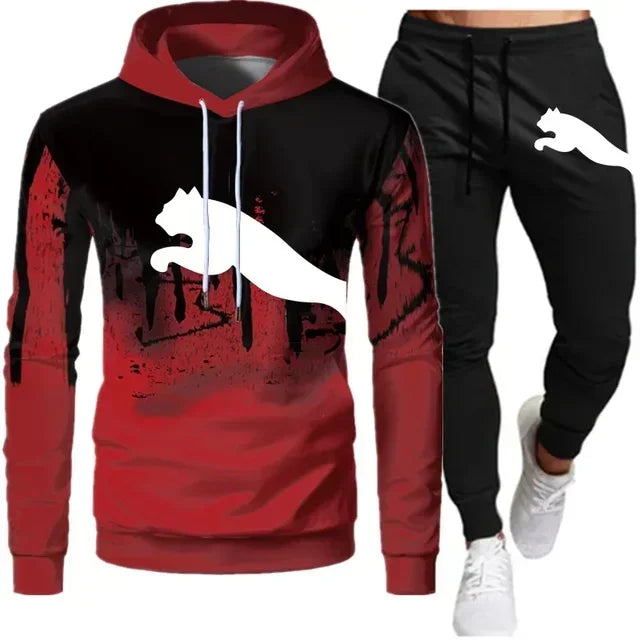 2025 men and women the same fashion casual trend sweater set outdoor sports printing pattern sweater two-piece set size S-3XL