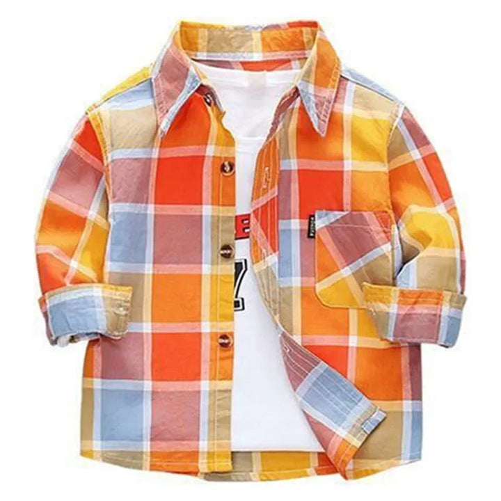 2023 Spring Baby Boys Shirts Kids Cotton Clothes Children Long Sleeve Plaid Shirt Autumn Toddler Girls Casual Shirts Tops 2-11Y