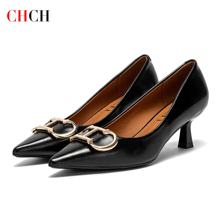 CHCH Women's High Heels New 4cm Black Simple Business Women's Shoes Evening Party