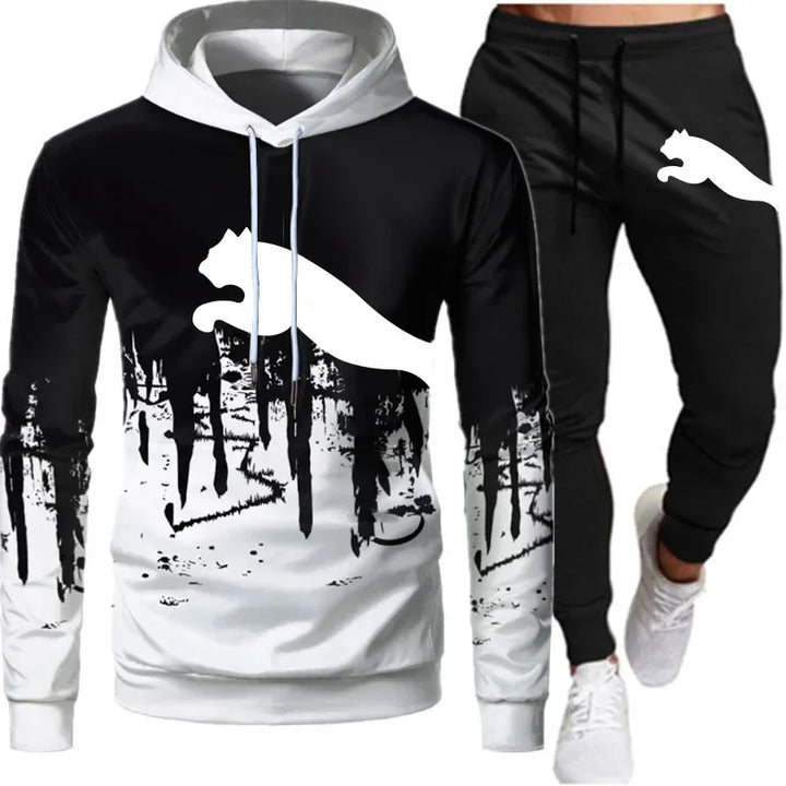 2025 men and women the same fashion casual trend sweater set outdoor sports printing pattern sweater two-piece set size S-3XL