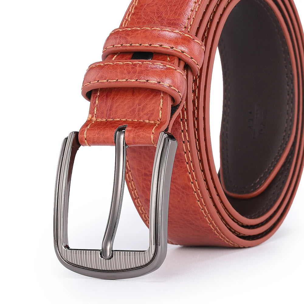 Men's Cowhide Pin Buckle Belt Fashion Genuine Leather Belt for Men High Quality Casual Jeans Belt Male Luxury Designer Business