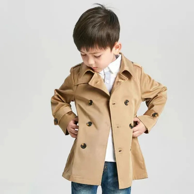 Spring Autumn Children Parka Trench Coats For Boy Fashion Kids Windbreaker Boy Jacket Waistband Teenager 12 Years Boy Outerwear