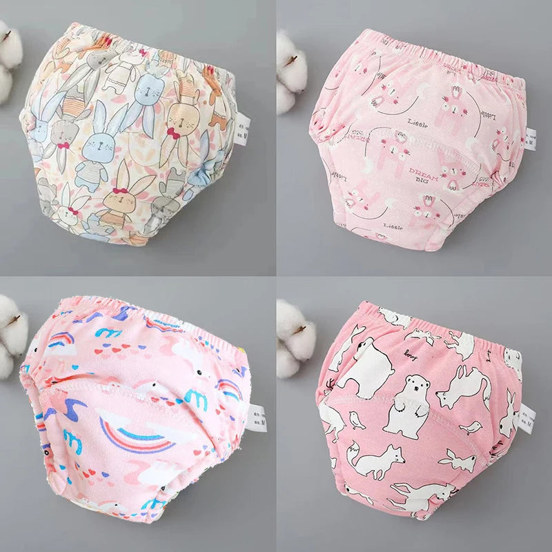 4PCS Baby Waterproof Diapers Pee Shorts Underwears Reusable Soft Ecological Cotton Toddler Potty Training Pants For Boys Girls