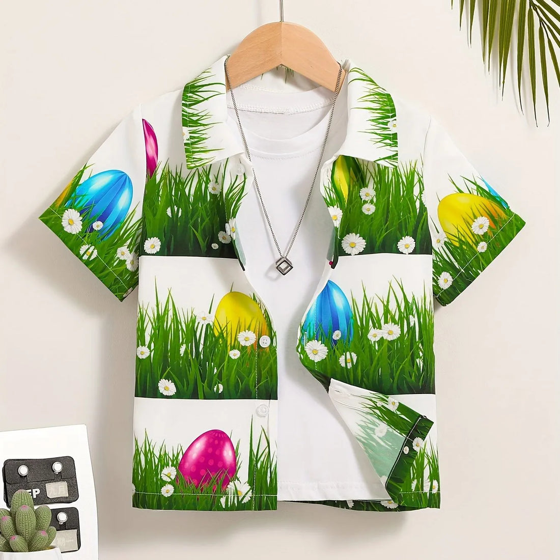 Boys Summer Holiday Hawaiian Party Style Floral And Leaf Full Print Kids Short Sleeve Lapel Shirt Children Summer Tops