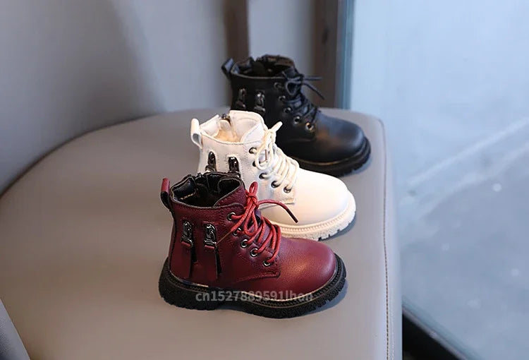 2024 Spring Autumn Winter Ankle Boots Light Girl Platform Shoes Burgundy Beige Black Boys Short Boots Super Cozy Shoes