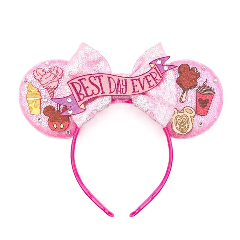 2023 New Style Mickey Minnie Ear Headband Sequin Bows Girl Adult Kids Halloween Party Cosplay Hair Accessories Princess Hairband