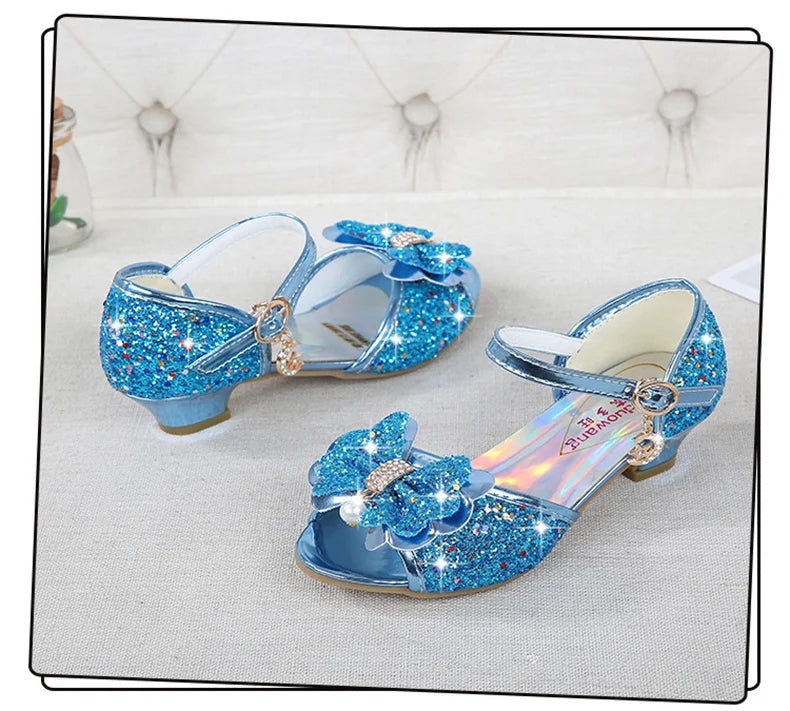 10 Colors Children Princess Sandals Kids Girls Wedding Shoes High Heels Dress Shoes Bowtie Gold Pink Blue Silver Shoes For Girls