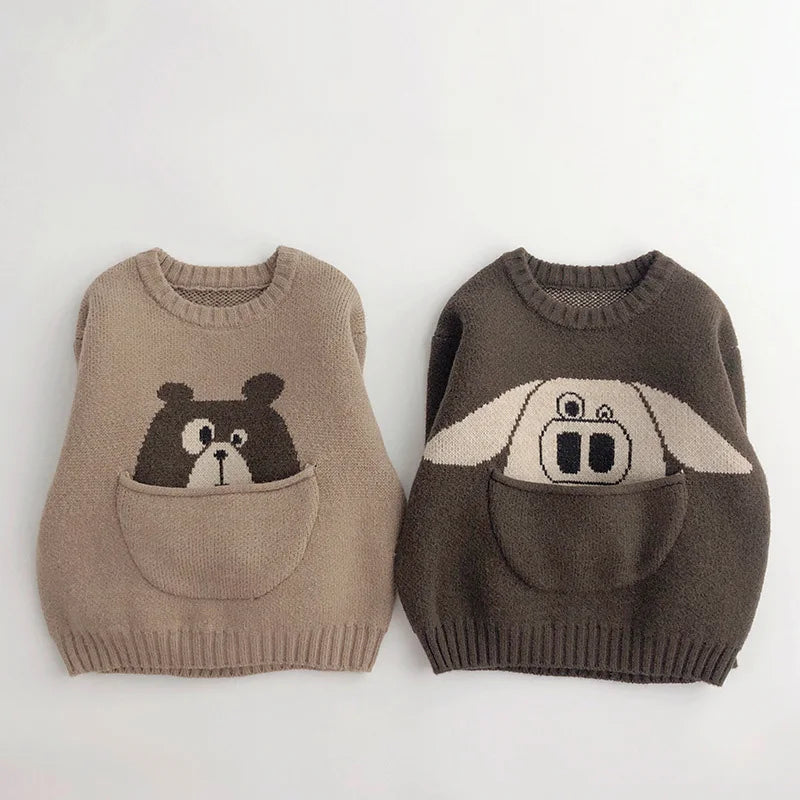 MILANCEL Kids Baby Clothes Sweaters Pullover Cartoon Boys Girls Knitwear Korean Style Children Infant Pullover Outwear