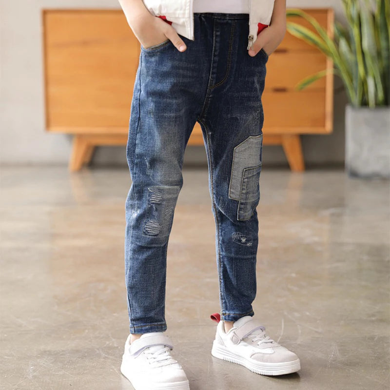 IENENS Kids Boys Jeans Baby Clothes Classic Pants Children Denim Clothing Infant Boy Casual Bowboy Bottoms Trousers  4-11 Years