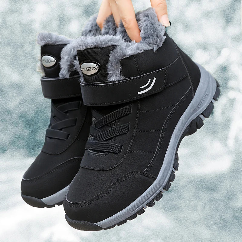 Snow Boots for Men Casual Winter Shoes Platform Non-slip Warm Fur Ankle Boots Plush Combat Outdoor Hiking Motorcycle Boots