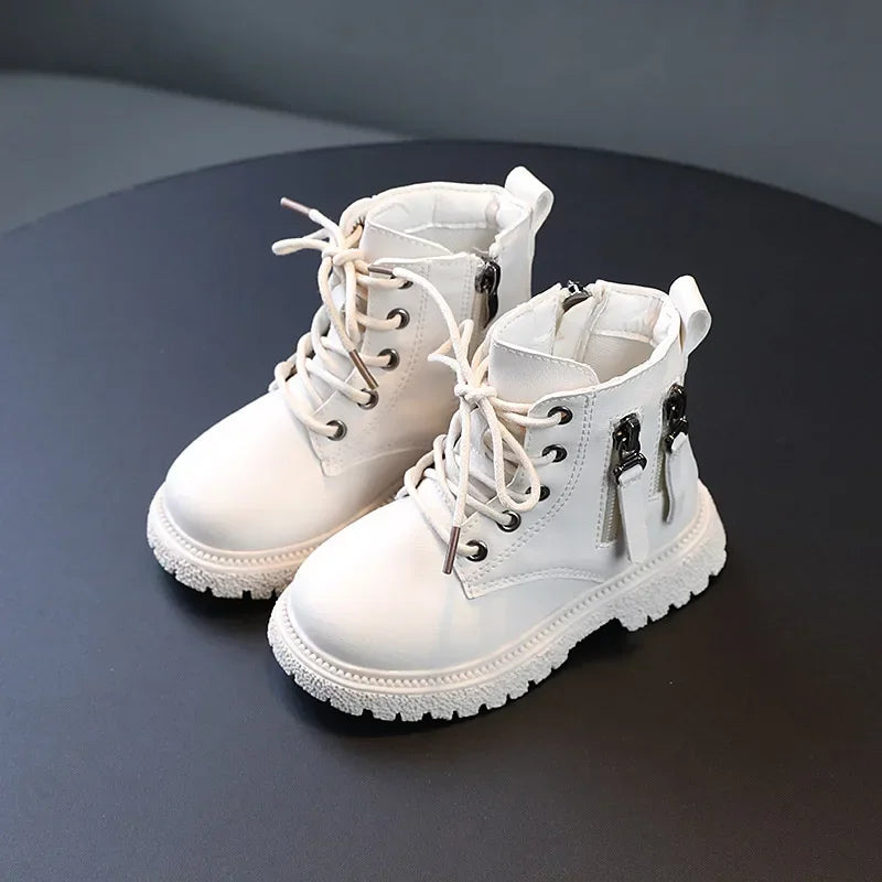 2024 Spring Autumn Winter Ankle Boots Light Girl Platform Shoes Burgundy Beige Black Boys Short Boots Super Cozy Shoes