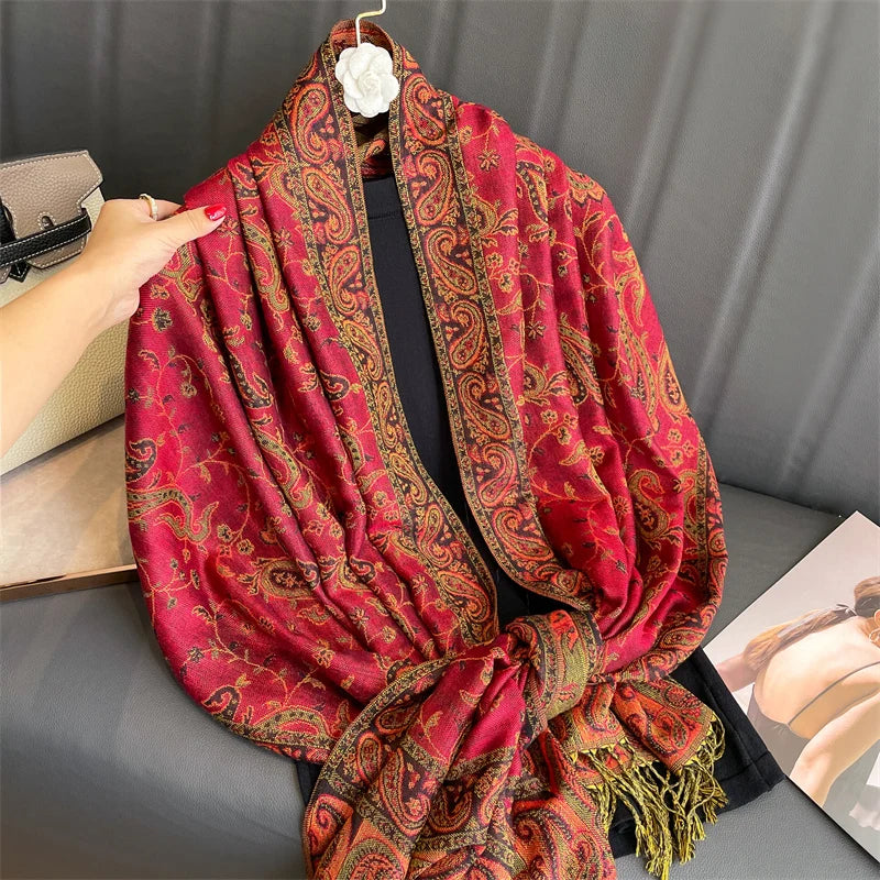 Luxury Brand Autumn Cashmere Pashmina Shawl Lady Wrap Warm Winter Scarves Design Print Female Foulard Cotton Stoles Scarf 2025