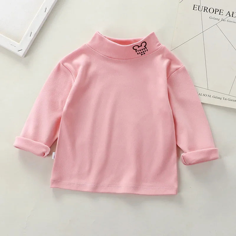 Baby Tops Children Turtleneck Bottoming Shirt for Boys Girls Long Sleeve T Shirts Warm Casual Kids Pullover Child Clothing 2023