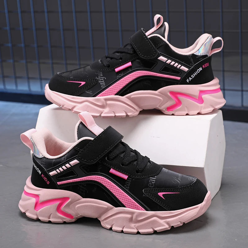 Girls Sport Shoes Comfortable Leather Kids Running School Casual Shoes  Non-slip Outdoor Children Walking Sneaker Tennis