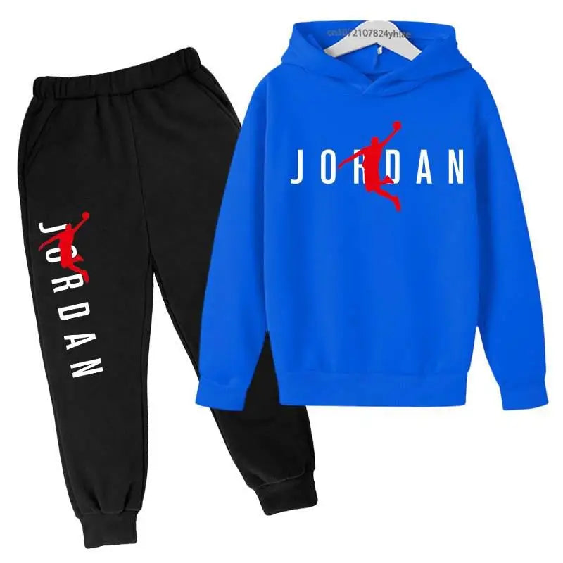 Kids Leisure Letter Print 2pcs Hoodie+Pants Tracksuits 3-13 Years Boys Girls Spring Autumn Outfits Streetwears Children Clothes