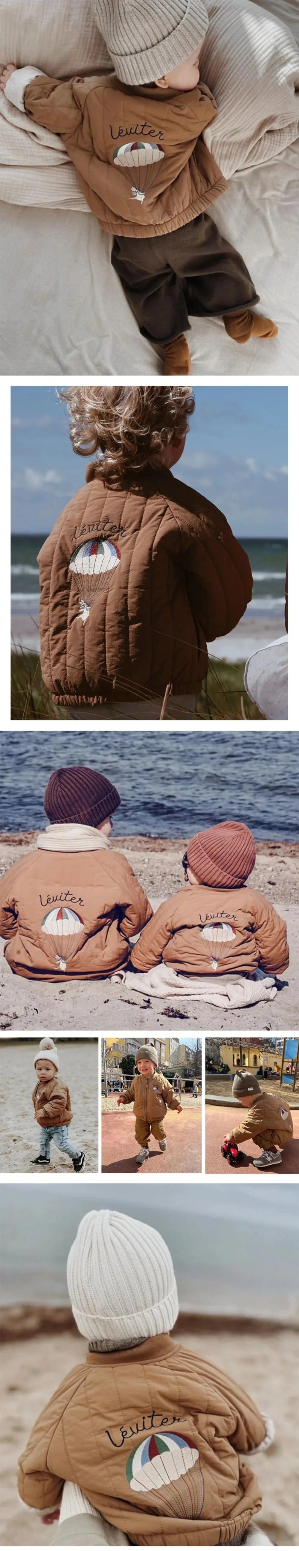 Winter Ks Baby Boys Jacket Lambswool Cotton Cartoon Embroidery Sequin Outerwear Kids Clothes Girls Windproof Coat Flight Suit