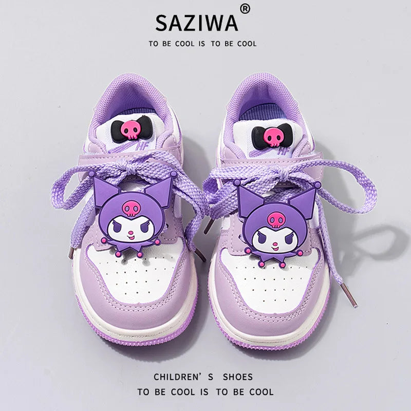 Sanrio Kuromi Children's Casual Shoes Girls Cute Cartoon Comfortable Board Shoes Breathable Non Slip Running Shoes Sneakers