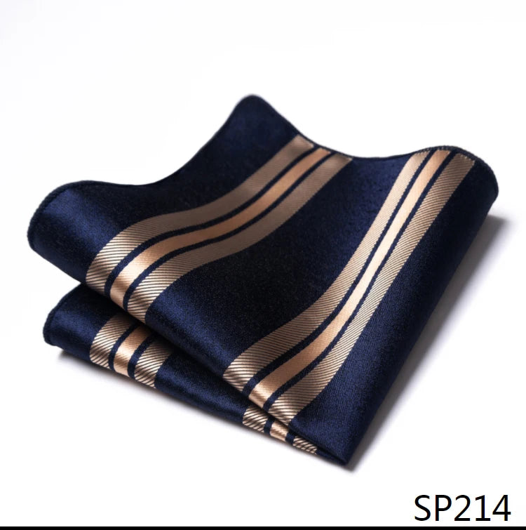 High Grade Brand Silk Kerchief Man Dark Blue Striped April Fool's Day Fit Formal Party Pocket Square Handkerchiefs Suit Hanky