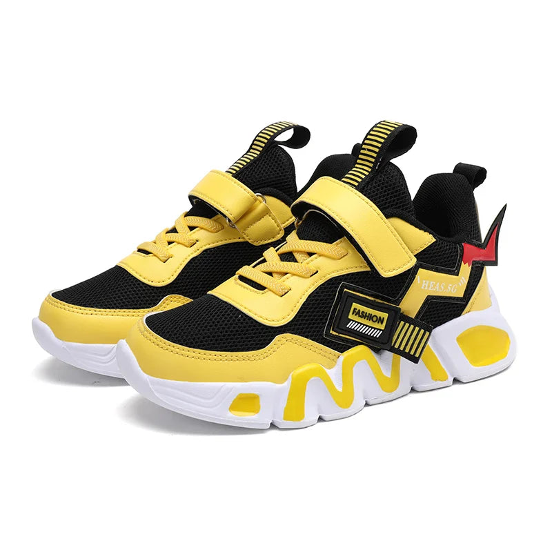 Cartoon Kids Shoes for Boys Mesh Sneakers Children Casual Sport Little Boy Running Tenis Yellow School Student Shoes 2023