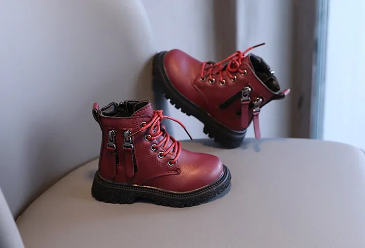 2024 Spring Autumn Winter Ankle Boots Light Girl Platform Shoes Burgundy Beige Black Boys Short Boots Super Cozy Shoes