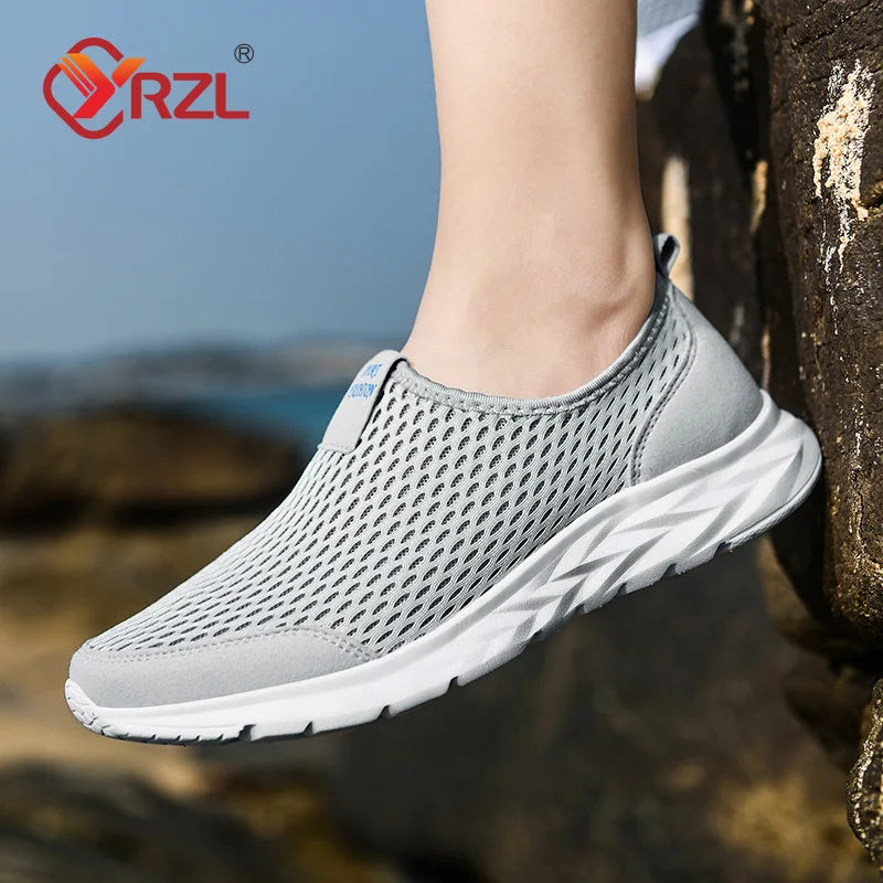 YRZL Men's Sneakers Breathable Mesh Men Casual Shoes Outdoor Non-Slip Big Size Loafers Walking Lightweight Male Tennis shoes