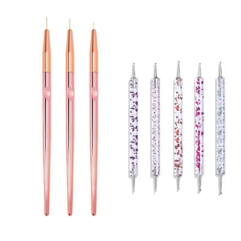 5/20Pcs Nail Art Brush Design Tip Painting Drawing Carving Dotting Pen Professional Nail Brushes Set Nail Art Manicure Tools