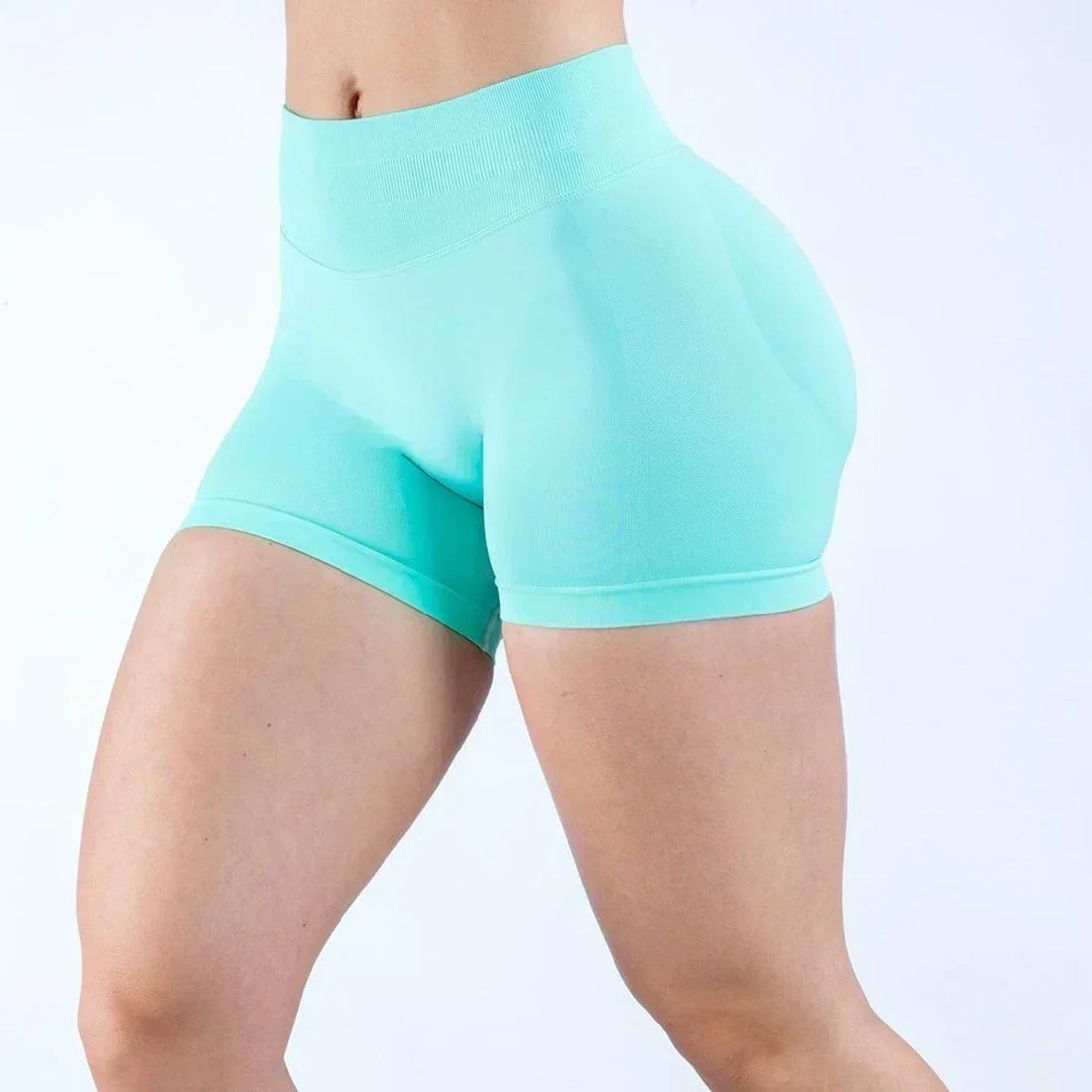 Impact Shorts 4.5" With Logo Low Ribbed Band Yoga Shorts Seamless Scrunch Bum Workout Gym Shorts Yoga Booty Running Short Pants