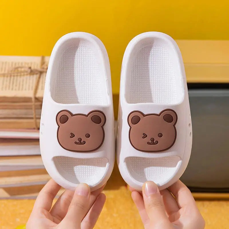 Cartoon Bear Kids Slippers Boys Girls Thick Sole Non-slip Beach Shoes Summer Soft EVA Comfort Flip Flops Indoor Bathroom Slipper