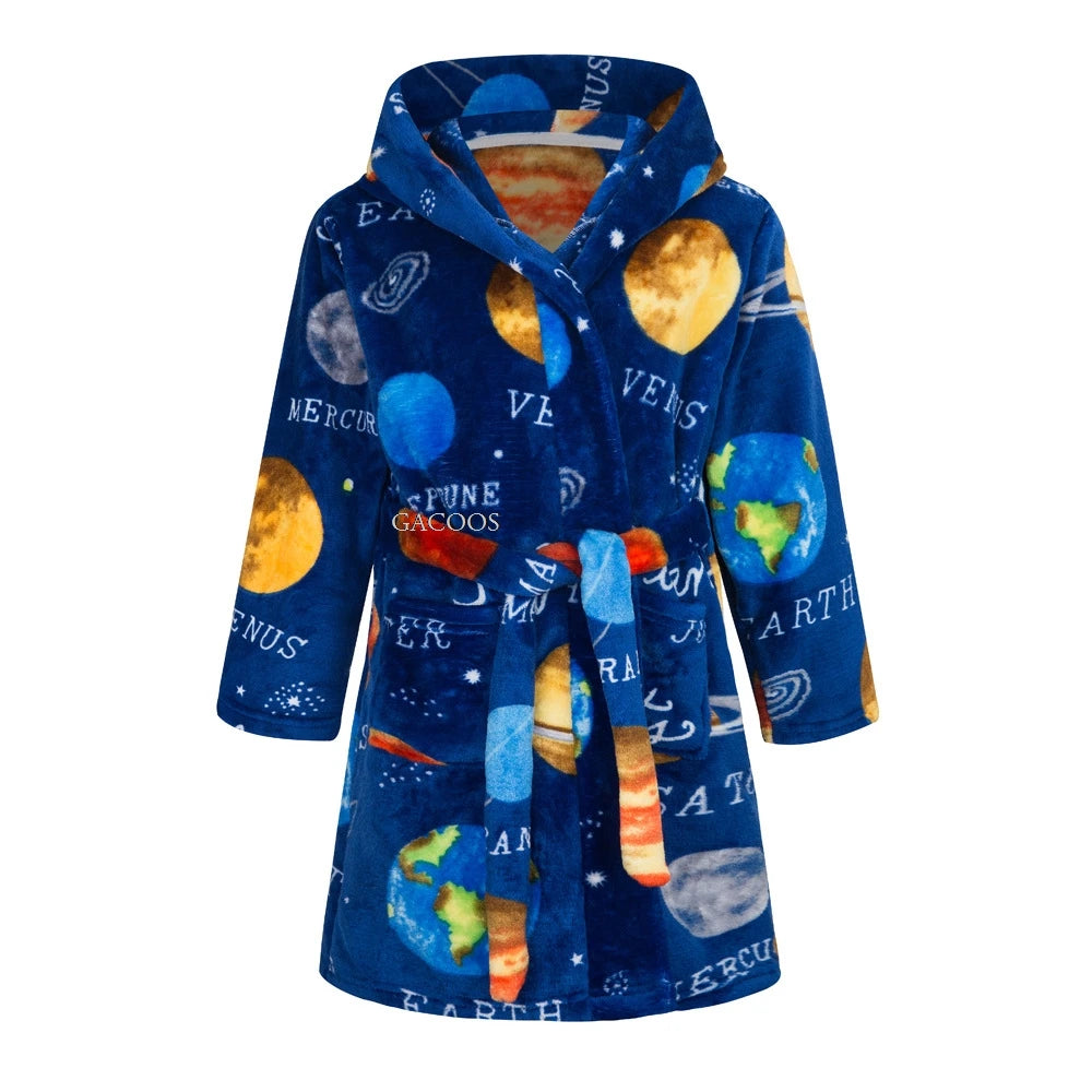 Children Flannel Pajamas Robe Autumn Winter Kids Sleepwear Children Nightgown Soft Pajamas for Girl Boys Bathrobe 4-16 Years