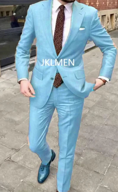 2025 Men's Suit   Handsome Casual 2 Piece Suit For Men Wedding Tuxedos Notched Lapel Groomsmen  Business  Prom Blazer