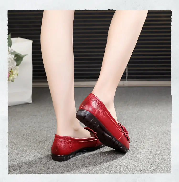 Women Concise Flower Flats Black Shoes Spring Flats Female Genuine Leather Shoes 2020 Superstar Oxfrod Shoes Women Loafer